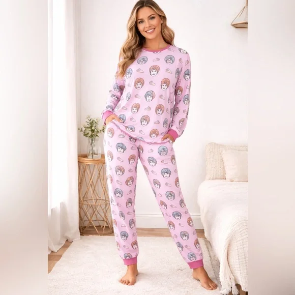 Cakeworthy Golden girls pajama set sz XL Women's Pink Print Pajamas PJ - Picture 2 of 7